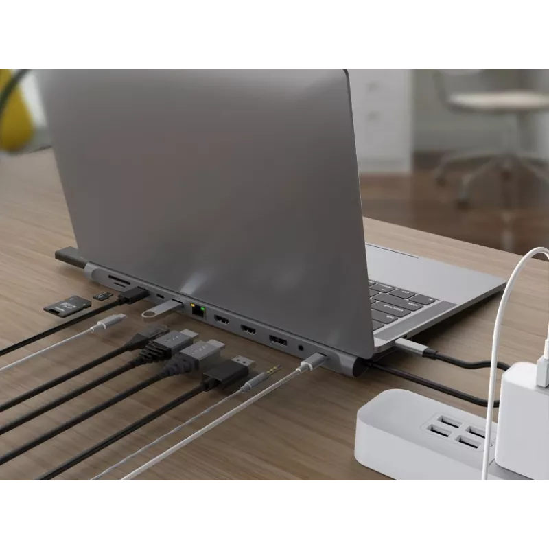 Dock para portátil/replicador de portas Conceptronic DONN17G com fios USB 3.2 Gen 1 (3.1 Gen 1) Type-C cinzento
