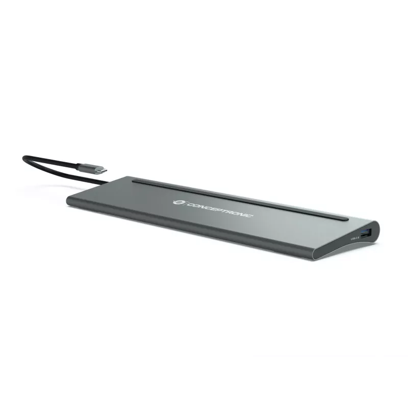 Dock para portátil/replicador de portas Conceptronic DONN17G com fios USB 3.2 Gen 1 (3.1 Gen 1) Type-C cinzento