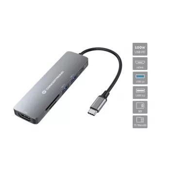 Estação de acoplamento Conceptronic DONN11G 6 em 1 USB 3.2 Gen 1, HDMI, 100W USB PD, USB 3.0, USB 2.0, SD, TF/MicroSD