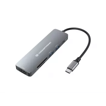 Estação de acoplamento Conceptronic DONN11G 6 em 1 USB 3.2 Gen 1, HDMI, 100W USB PD, USB 3.0, USB 2.0, SD, TF/MicroSD