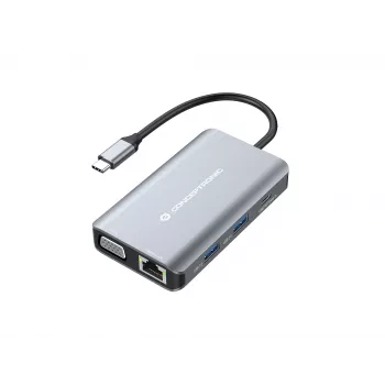 Dock para portátil/replicador de portas Conceptronic DONN21G com fios USB 3.2 Gen 1 (3.1 Gen 1) Type-C cinzento