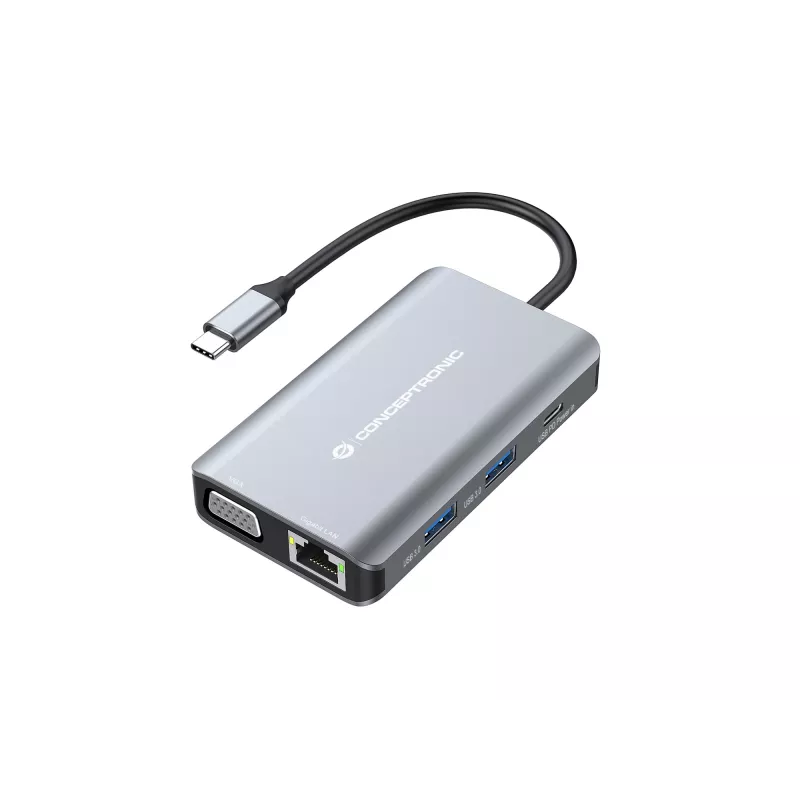 Dock para portátil/replicador de portas Conceptronic DONN21G com fios USB 3.2 Gen 1 (3.1 Gen 1) Type-C cinzento