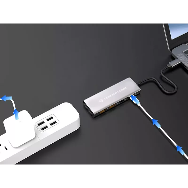 Hub de interfaces Conceptronic HUBBIES15G USB 3.2 Gen 2 (3.1 Gen 2) Type-C 10000 Mbit/s cinzento