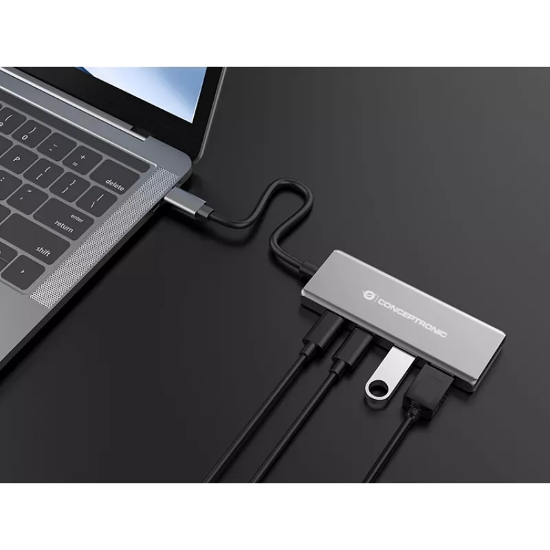 Hub de interfaces Conceptronic HUBBIES15G USB 3.2 Gen 2 (3.1 Gen 2) Type-C 10000 Mbit/s cinzento