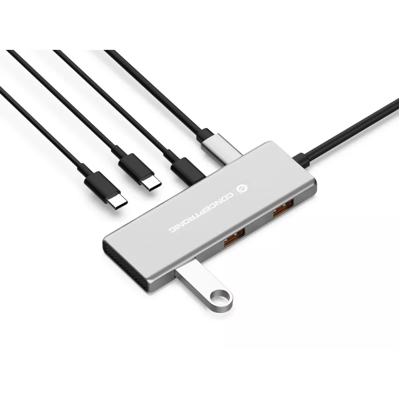 Hub de interfaces Conceptronic HUBBIES17G USB 3.2 Gen 2 (3.1 Gen 2) Type-C 10000 Mbit/s cinzento