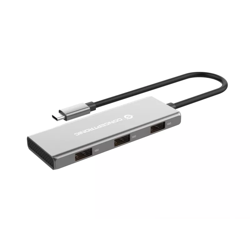 Hub de interfaces Conceptronic HUBBIES17G USB 3.2 Gen 2 (3.1 Gen 2) Type-C 10000 Mbit/s cinzento