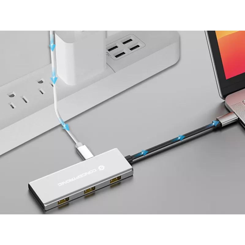 Hub de interfaces Conceptronic HUBBIES17G USB 3.2 Gen 2 (3.1 Gen 2) Type-C 10000 Mbit/s cinzento