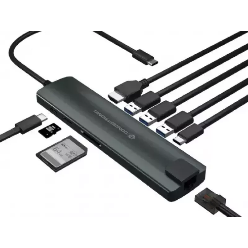 Adaptador hub USB multifuncional Conceptronic DONN 9 em 1
