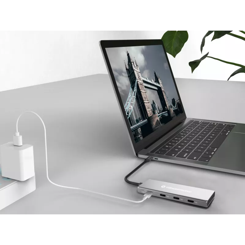 Hub de interfaces Conceptronic HUBBIES16G USB 3.2 Gen 2 (3.1 Gen 2) Type-C 10000 Mbit/s cinzento