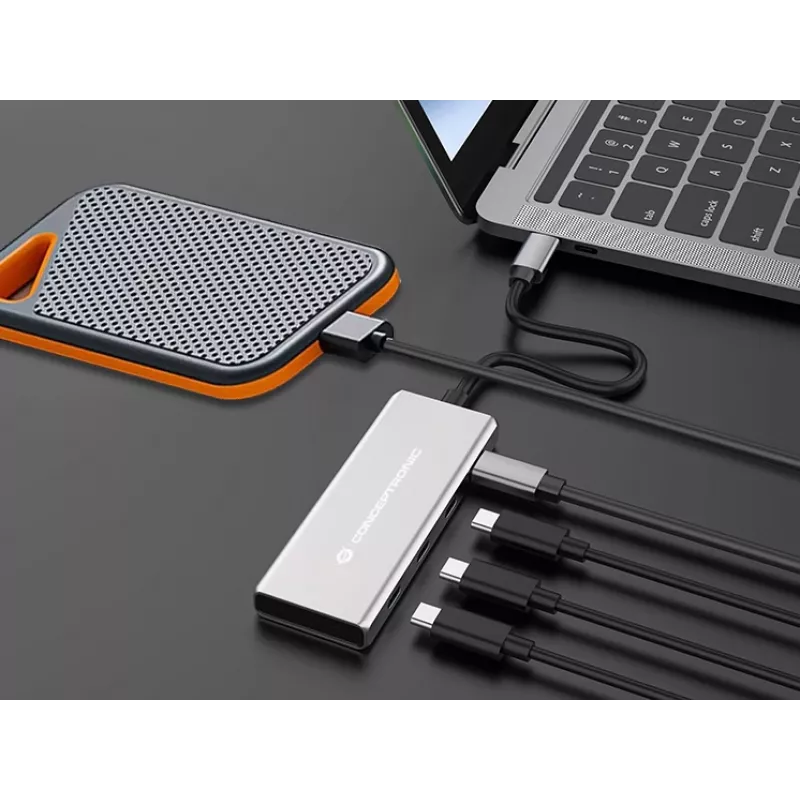 Hub de interfaces Conceptronic HUBBIES16G USB 3.2 Gen 2 (3.1 Gen 2) Type-C 10000 Mbit/s cinzento