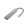 Estação de acoplamento 6 em 1 USB 3.2 Gen 1 CONCEPTRONIC DONN33G HDMI, 2×USB-A 5Gbps, 2×USB-C 5Gbps, 100W USB PD, prateado