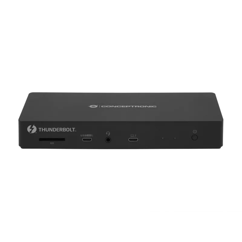 Conceptronic DONN30B estação de ancoragem Thunderbolt 4 13 em 1, 40 Gbit/s, 96 W, HDMI, 2x USB-A, USB-C, LAN 2,5GbE, leitor de cartões SD, preta