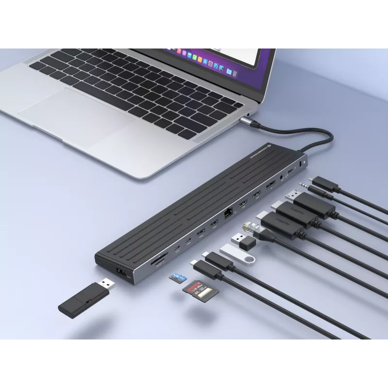Estação de acoplamento Conceptronic DONN32B 14 em 1 USB 3.2 Gen 1 HDMI DP