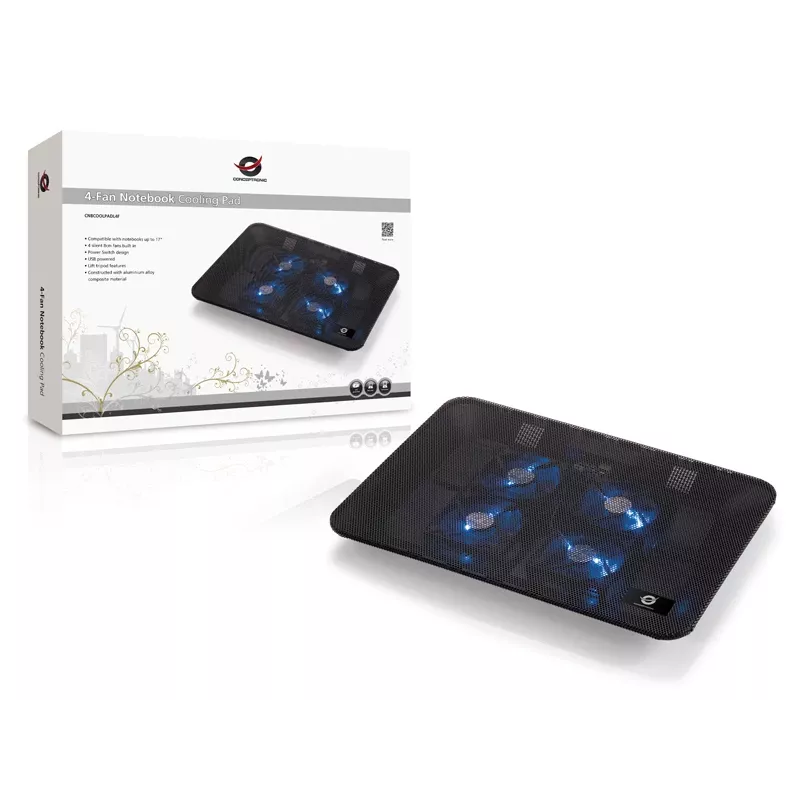 Base de arrefecimento para portátil Conceptronic THANA, para ecrãs até 39,6 cm (15,6 polegadas), 4 ventoinhas