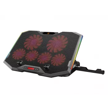 Suporte de arrefecimento para portátil gaming Conceptronic THYIA ERGO com 6 ventoinhas, 43,2 cm (17 polegadas), 6 unid., botões, cinzento, azul, verde, vermelho, China