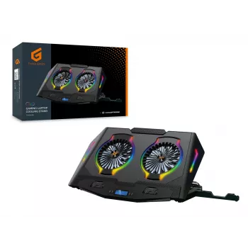 Suporte de arrefecimento para portátil gaming Conceptronic THYIA ERGO com 2 ventoinhas, 43,2 cm (17 polegadas), 2 unid., botões, preto, azul, verde, vermelho, China