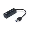 Hub USB Conceptronic HUBBIES hub USB 3.0 de 4 portas com adaptador OTG USB-C