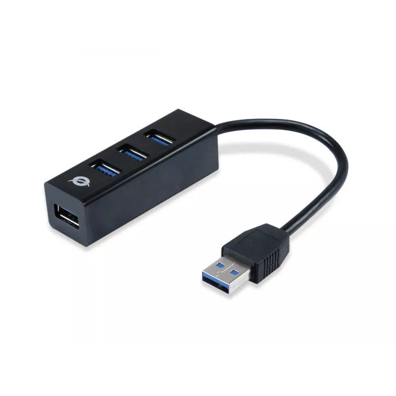 Hub USB Conceptronic HUBBIES hub USB 3.0 de 4 portas com adaptador OTG USB-C