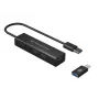 Hub USB 3.0 de 4 portas em alumínio Conceptronic com adaptador USB-C para USB-A