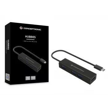 Hub Conceptronic HUBBIES USB-C para hub USB 3.0 de 4 portas