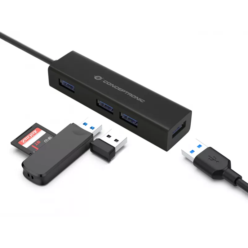 Hub Conceptronic HUBBIES USB-C para hub USB 3.0 de 4 portas