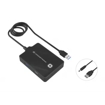 Hub Conceptronic HUBBIES USB 3.0/2.0 de 4 portas, cabo de 90 cm, USB 3.2 Gen 1 (3.1 Gen 1) Type-A, preto, USB 2.0, USB 3.2 Gen 1 (3.1 Gen 1) Type-A, China, 87 mm, 55 mm