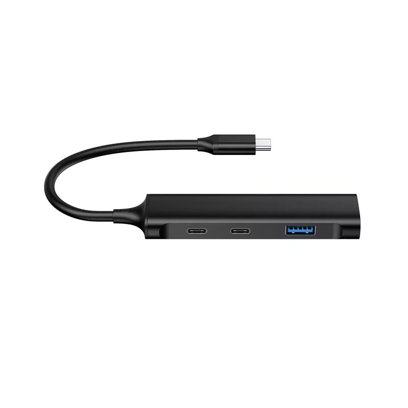 Hub Conceptronic HUBBIES USB 3.0 de 4 portas, 2 portas USB-C e 2 portas USB-A, caixa em alumínio, ficha USB-C