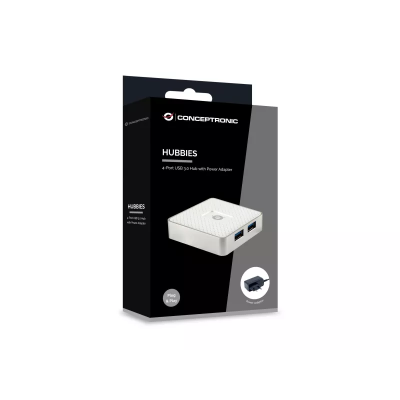 Hub de interfaces Conceptronic HUBBIES03W USB 3.2 Gen 1 (3.1 Gen 1) Micro-B 5000 Mbit/s branco