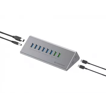 Combinação hub-carregador Conceptronic HUBBIES18G 10 em 1 60W USB 3.0, cabo USB-C-USB-A 2 em 1, USB 3.2 Gen 1