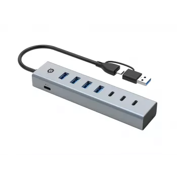 Hub Conceptronic HUBBIES20G USB 3.0 de 7 portas, 5 Gbit/s, USB-C x 3, USB-A x 4
