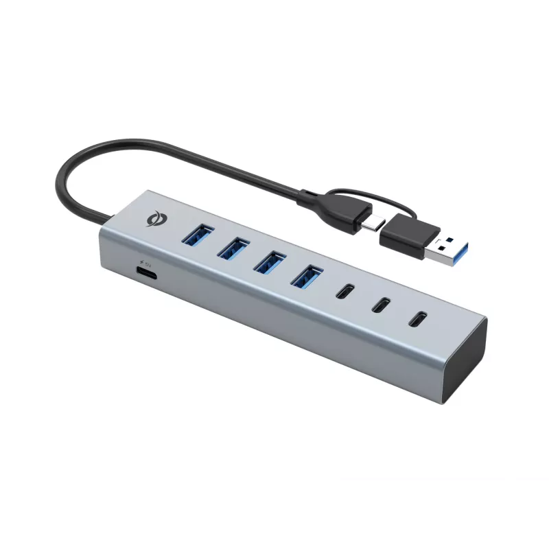 Hub Conceptronic HUBBIES20G USB 3.0 de 7 portas, 5 Gbit/s, USB-C x 3, USB-A x 4