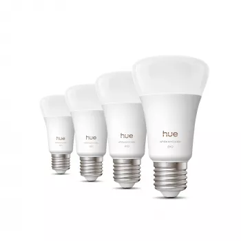 Lâmpada inteligente Philips A60 E27, Bluetooth/Zigbee, 6 W, 810 lm, branco, pack de 4