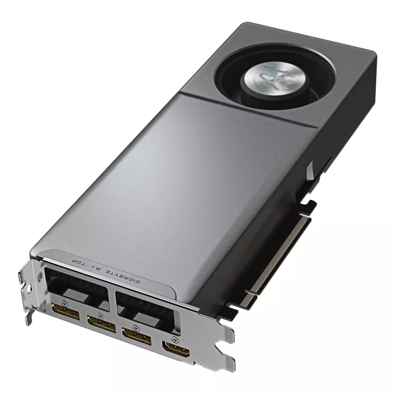 Placa gráfica GIGABYTE Radeon AI PRO R9700 AI TOP 32G – 32 GB GDDR6, 256 Bit, PCI-E 5.0, 2920 MHz frequência do núcleo, 3 x DP, 1 x HDMI, GV-R9700AI TOP-32GD