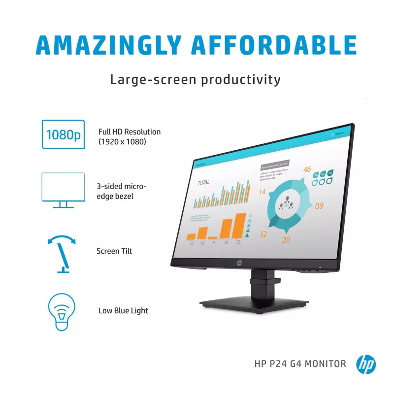 Monitor de computador HP P-Series P24 G4 60,5 cm (23,8 polegadas) 1920 x 1080 píxeis Full HD