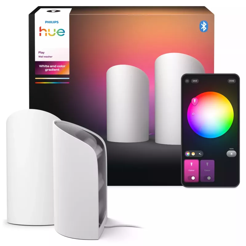 Projetor de parede Philips Hue Play – LED, 1035 lm, 25.000 h de vida útil, branco, alumínio/plástico, 100–240 V