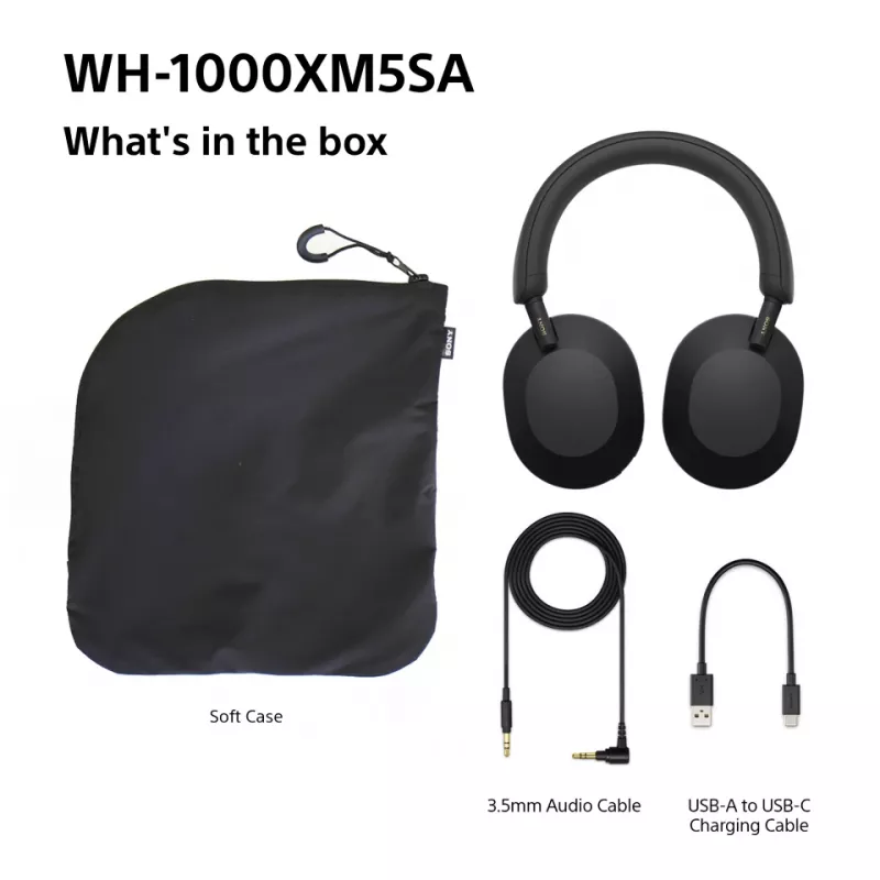 Sony WH-1000XM5SA auscultador com fios e sem fios arco de cabeça música USB Type-C Bluetooth preto