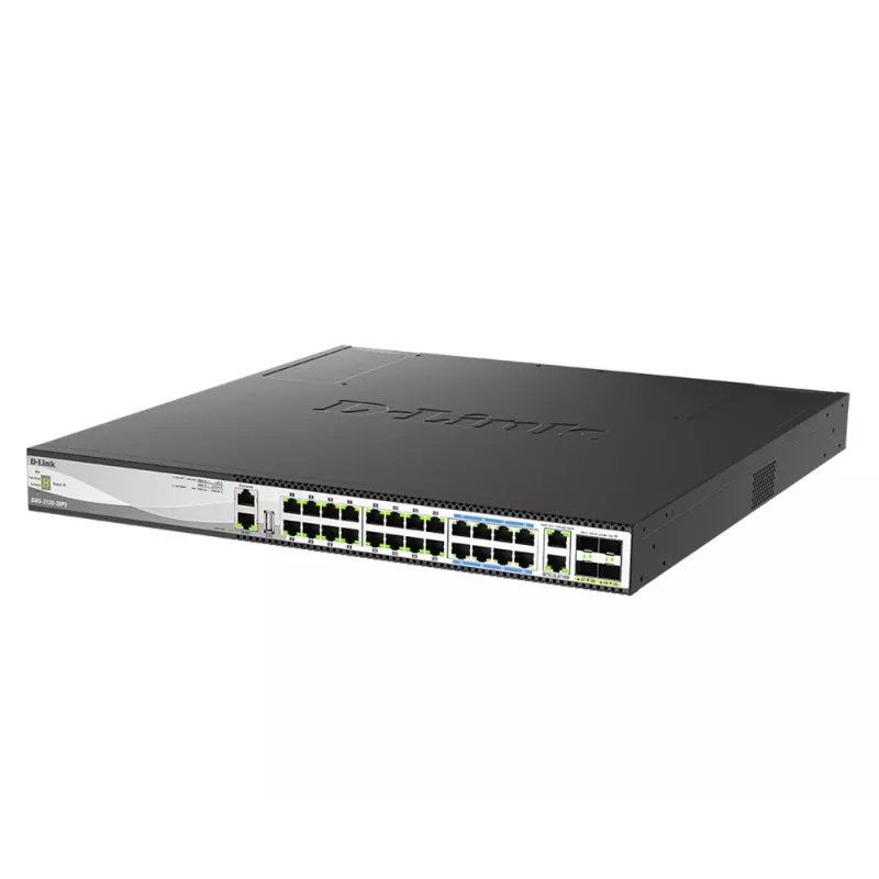 D-Link DMS-3130-30PS Comutador de Rede Gerido L3 2.5G Ethernet (100/1000/2500) Power over Ethernet (PoE) 1U Preto
