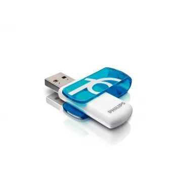 Pen USB Philips FM16FD05B/00, 16 GB, USB Type-A, 2.0, 14 MB/s, Rotativo, Azul, Branco