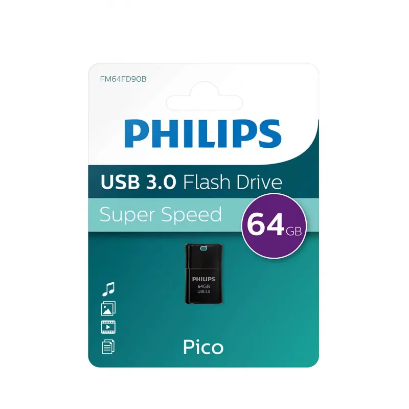 Pen USB Philips Pico Edition 3.0 64 GB USB Type-A 3.2 Gen 1 (3.1 Gen 1) Preto