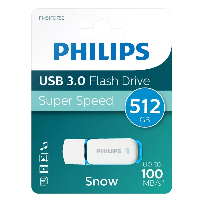 Pen USB Philips FM51FD75B 512 GB, USB Type-A, USB 3.2 Gen 1 (3.1 Gen 1), branco