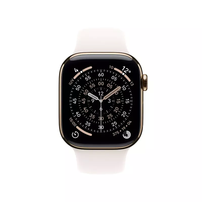 Smartwatch Apple Watch Series 11 GPS + Cellular 42mm caixa de titânio dourado pulseira desportiva Light Blush S/M