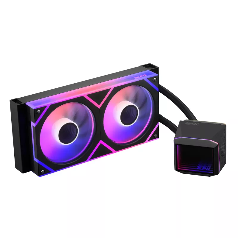 ADATA XPG Levante II 240 refrigeração líquida AIO para CPU, 240 mm, 2 ventoinhas ARGB de 120 mm, preto