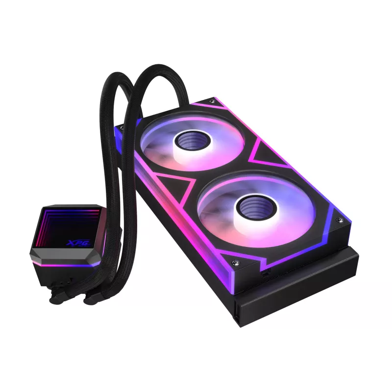 ADATA XPG Levante II 240 refrigeração líquida AIO para CPU, 240 mm, 2 ventoinhas ARGB de 120 mm, preto