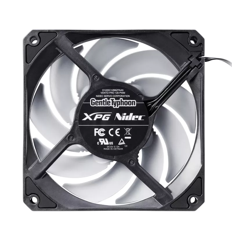 XPG VENTO PRO 120 PWM Preto, Ventoinha, 12 cm, 450 U/min, 2500 U/min, Preto, Branco