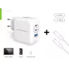 Carregador Conceptronic 3 portas 67W GaN USB PD com cabo USB-C, USB-C x 2, USB-A x 1, QC 3.0, PPS