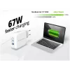 Carregador Conceptronic 3 portas 67W GaN USB PD com cabo USB-C, USB-C x 2, USB-A x 1, QC 3.0, PPS
