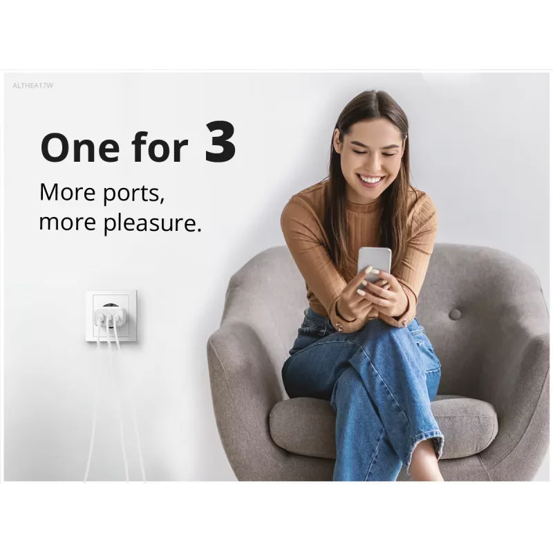 Carregador Conceptronic 3 portas 67W GaN USB PD com cabo USB-C, USB-C x 2, USB-A x 1, QC 3.0, PPS