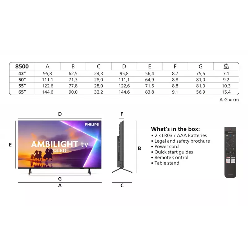 Philips 43PUS8500/12 televisor 109,2 cm (43 polegadas) 4K Ultra HD Ambilight Smart TV Wi-Fi preto