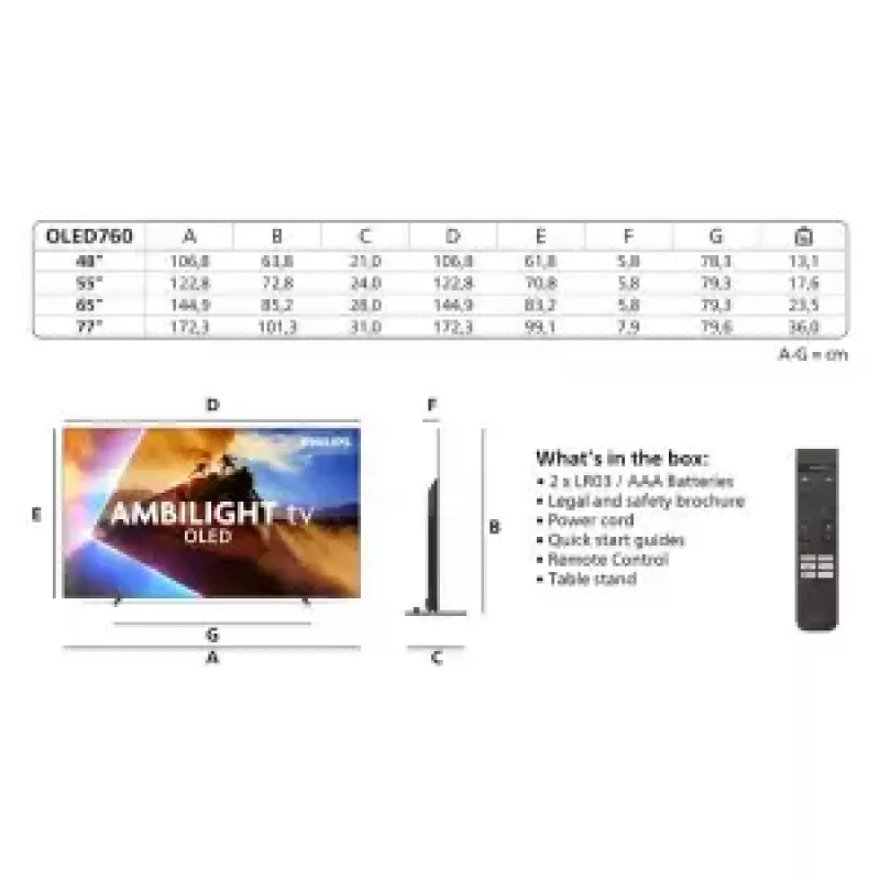 Philips Ambilight 48OLED760/12 TV 121,9 cm (48 inch) 4K Ultra HD Smart TV Wi-Fi cinzento
