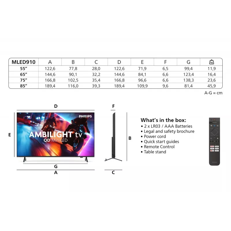 Philips Ambilight 85MLED910/12 65 inch 4K Ultra HD QD-Mini LED Televisor
